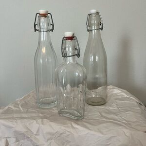 Clear Glass Swing Top Bottles Set